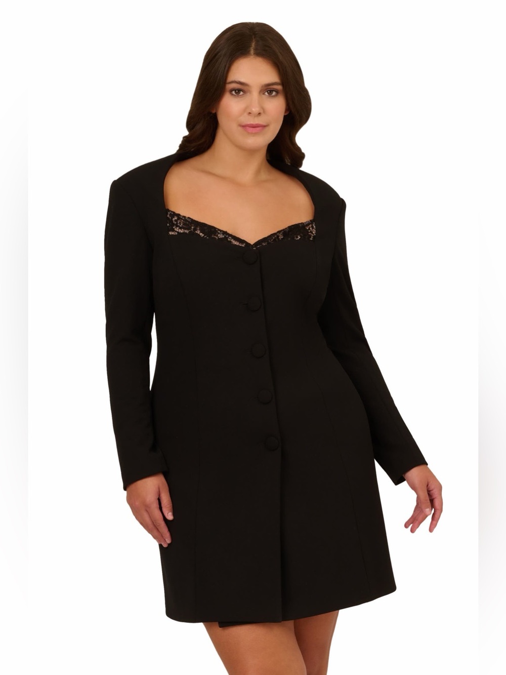 Adrianna Papell Lace Trim Stretch Crepe Blazer Cocktail Dress Plus Size 14W NWT